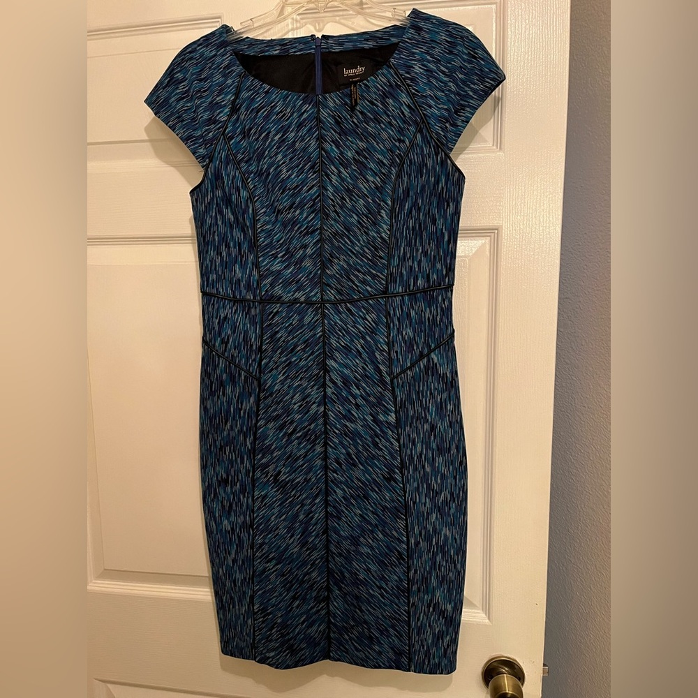 Laundry By Shelli Segal Blue Sheath Midi Dress